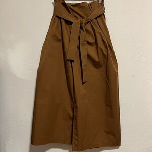 High-Waist Paperbag Pants with Tie in Copper